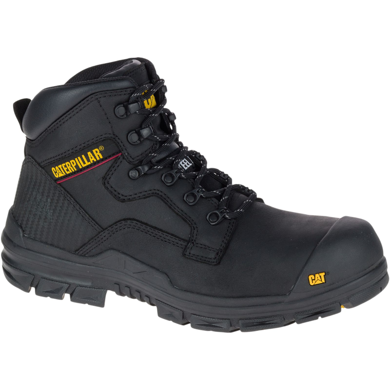 Caterpillar Boots South Africa - Cat Men's Bearing S3 Water Resistant Hro Src Steel Toe Work Boots Black EM9486573